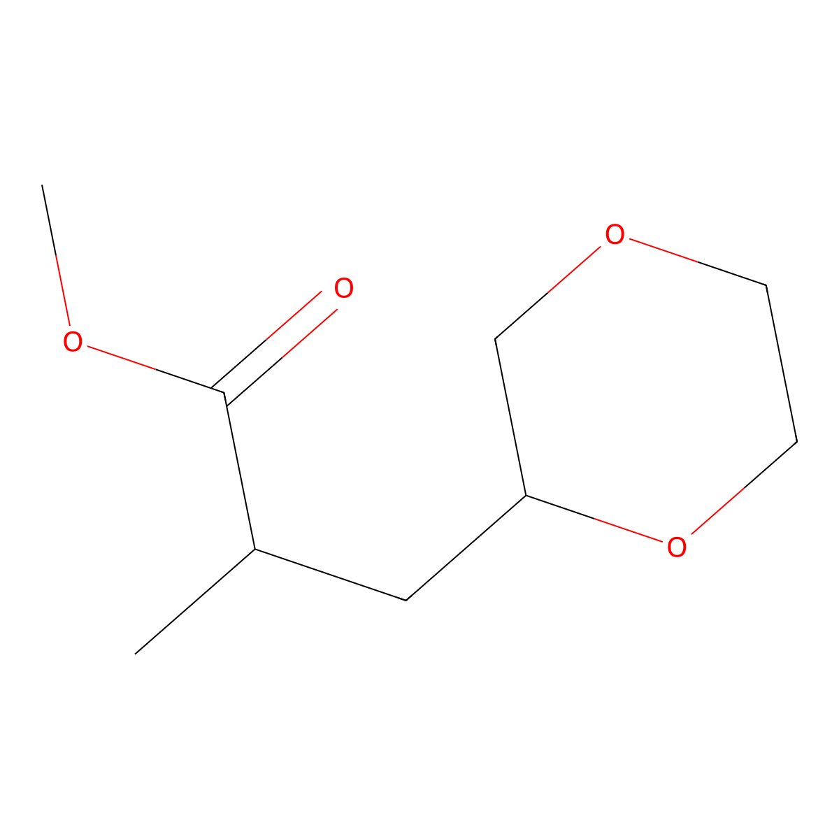 Methyl 3-(1,4-dioxan-2-yl)-2-methylpropanoate molecular structure, CAS 374768-01-1