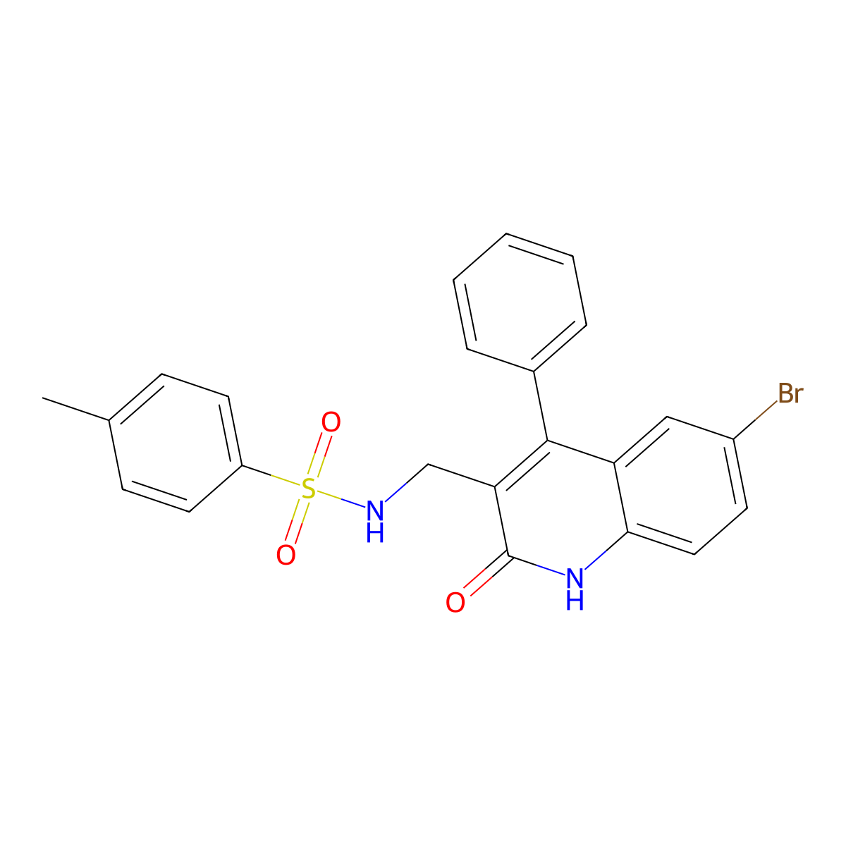 N-((6-bromo-2-oxo-4-phenyl-1,2-dihydroquinolin-3-yl)methyl)-4-methylbenzenesulfonamide molecular structure, CAS 374768-10-2