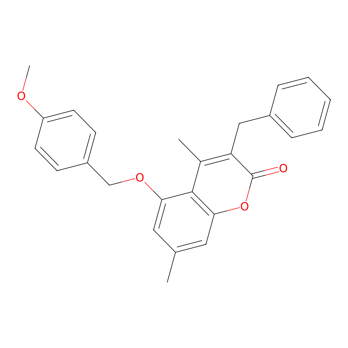 3-benzyl-5-[(4-methoxybenzyl)oxy]-4,7-dimethyl-2H-chromen-2-one molecular structure, CAS 374768-14-6