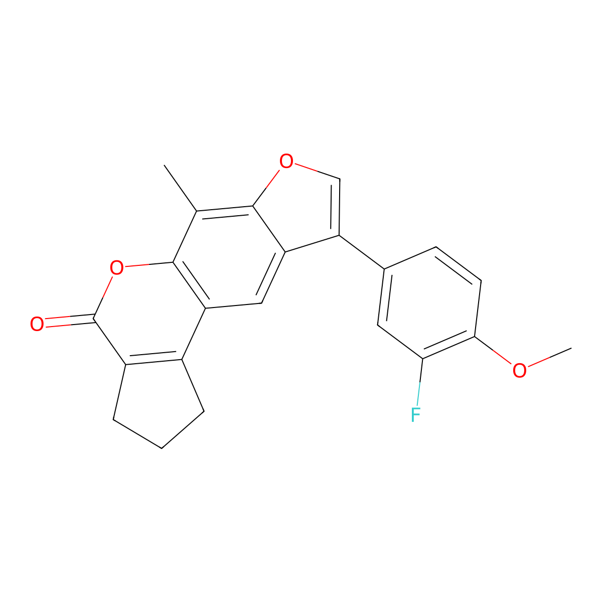 9-(3-fluoro-4-methoxyphenyl)-6-methyl-2,3-dihydrocyclopenta[c]furo[3,2-g]chromen-4(1H)-one molecular structure, CAS 374768-27-1