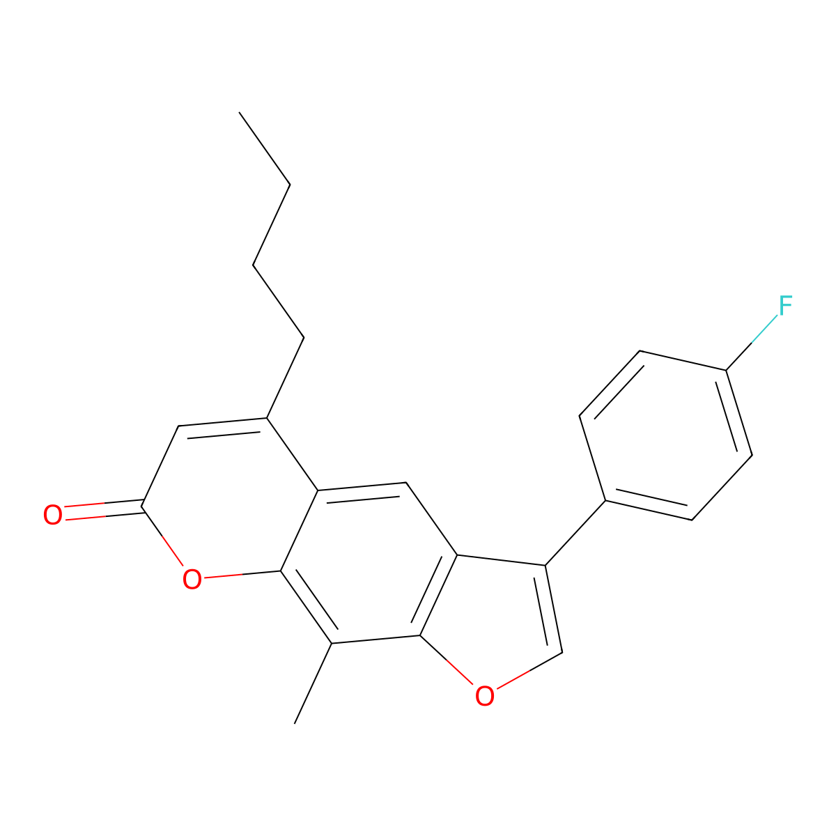 5-butyl-3-(4-fluorophenyl)-9-methyl-7H-furo[3,2-g]chromen-7-one molecular structure, CAS 374768-31-7