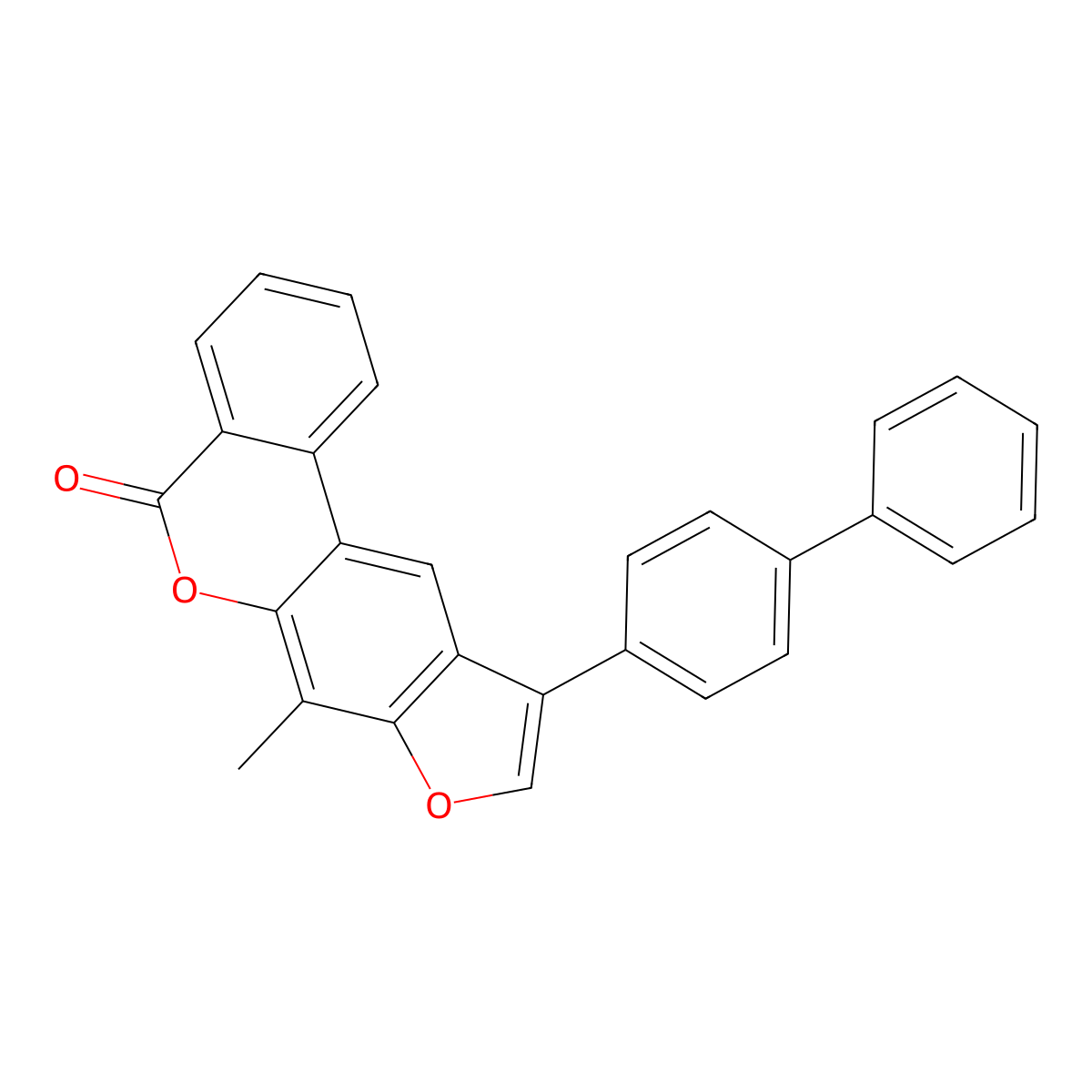 10-(4-biphenylyl)-7-methyl-5H-benzo[c]furo[3,2-g]chromen-5-one molecular structure, CAS 374768-39-5