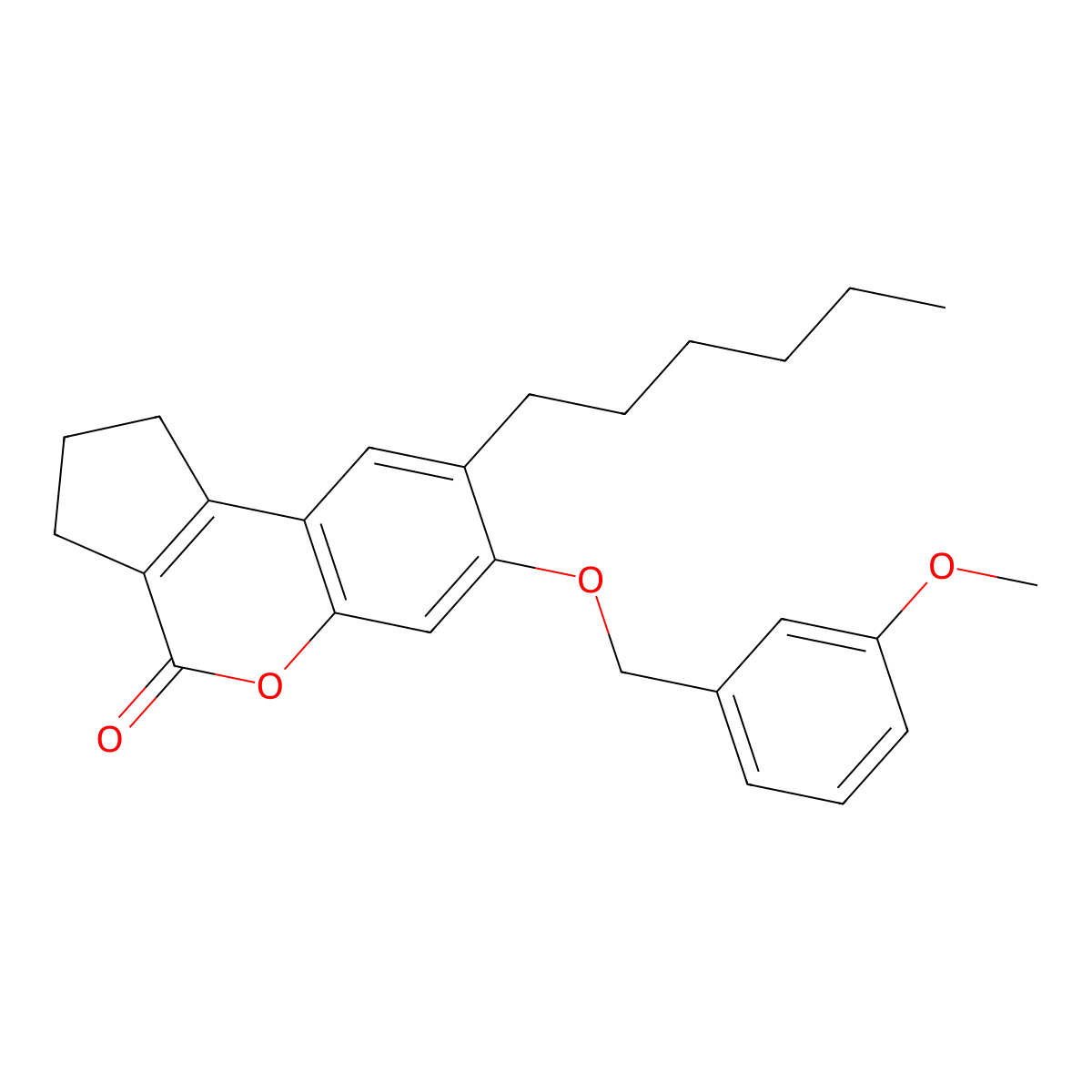 8-hexyl-7-[(3-methoxybenzyl)oxy]-2,3-dihydrocyclopenta[c]chromen-4(1H)-one molecular structure, CAS 374768-50-0