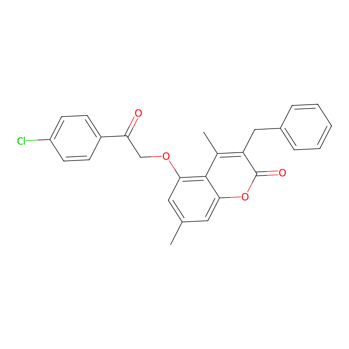 3-benzyl-5-[2-(4-chlorophenyl)-2-oxoethoxy]-4,7-dimethyl-2H-chromen-2-one molecular structure, CAS 374768-55-5