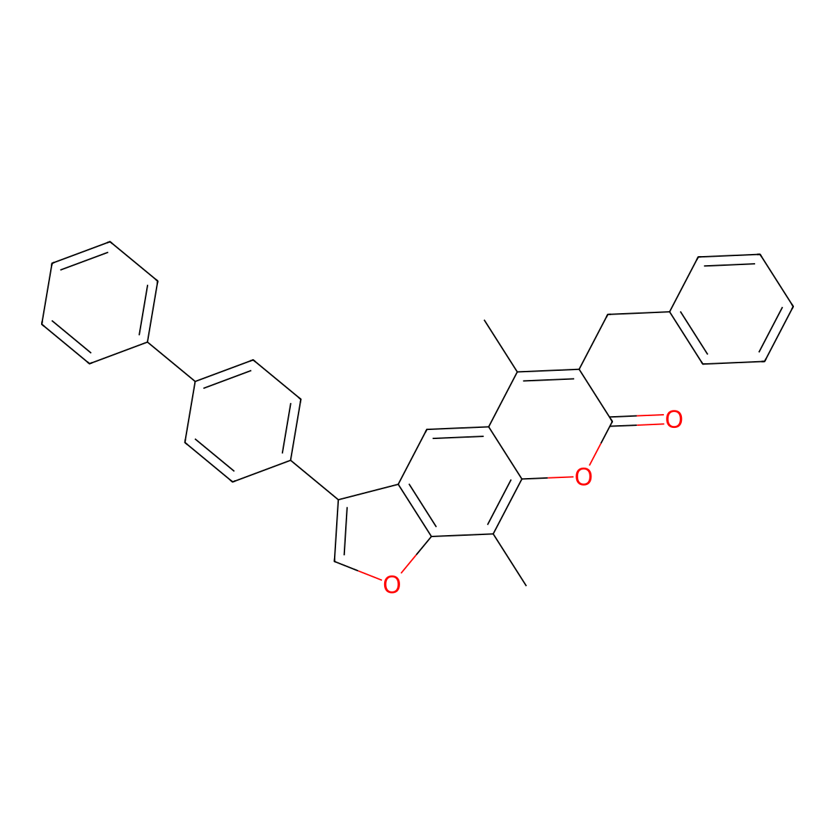 6-benzyl-3-(4-biphenylyl)-5,9-dimethyl-7H-furo[3,2-g]chromen-7-one molecular structure, CAS 374768-57-7