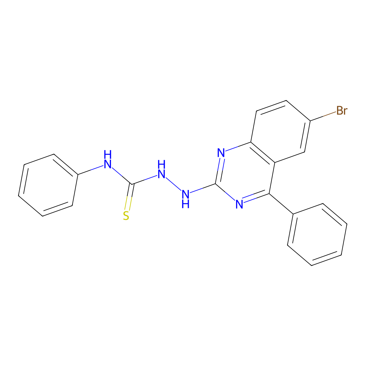 2-(6-bromo-4-phenylquinazolin-2-yl)-N-phenylhydrazinecarbothioamide molecular structure, CAS 374768-64-6