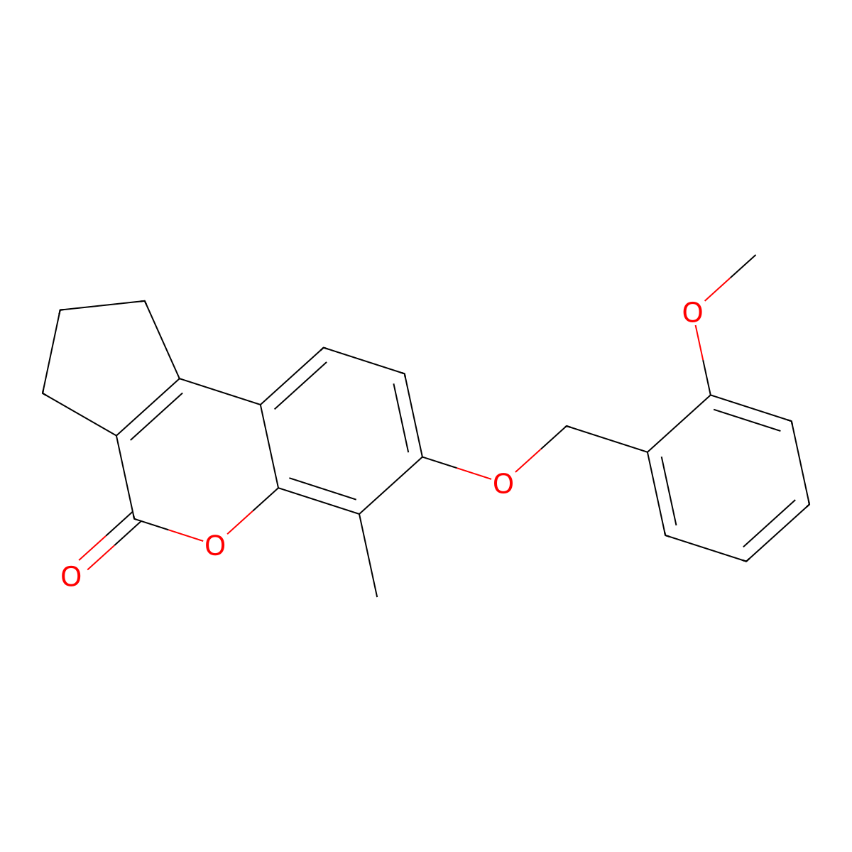 7-[(2-methoxybenzyl)oxy]-6-methyl-2,3-dihydrocyclopenta[c]chromen-4(1H)-one molecular structure, CAS 374768-65-7