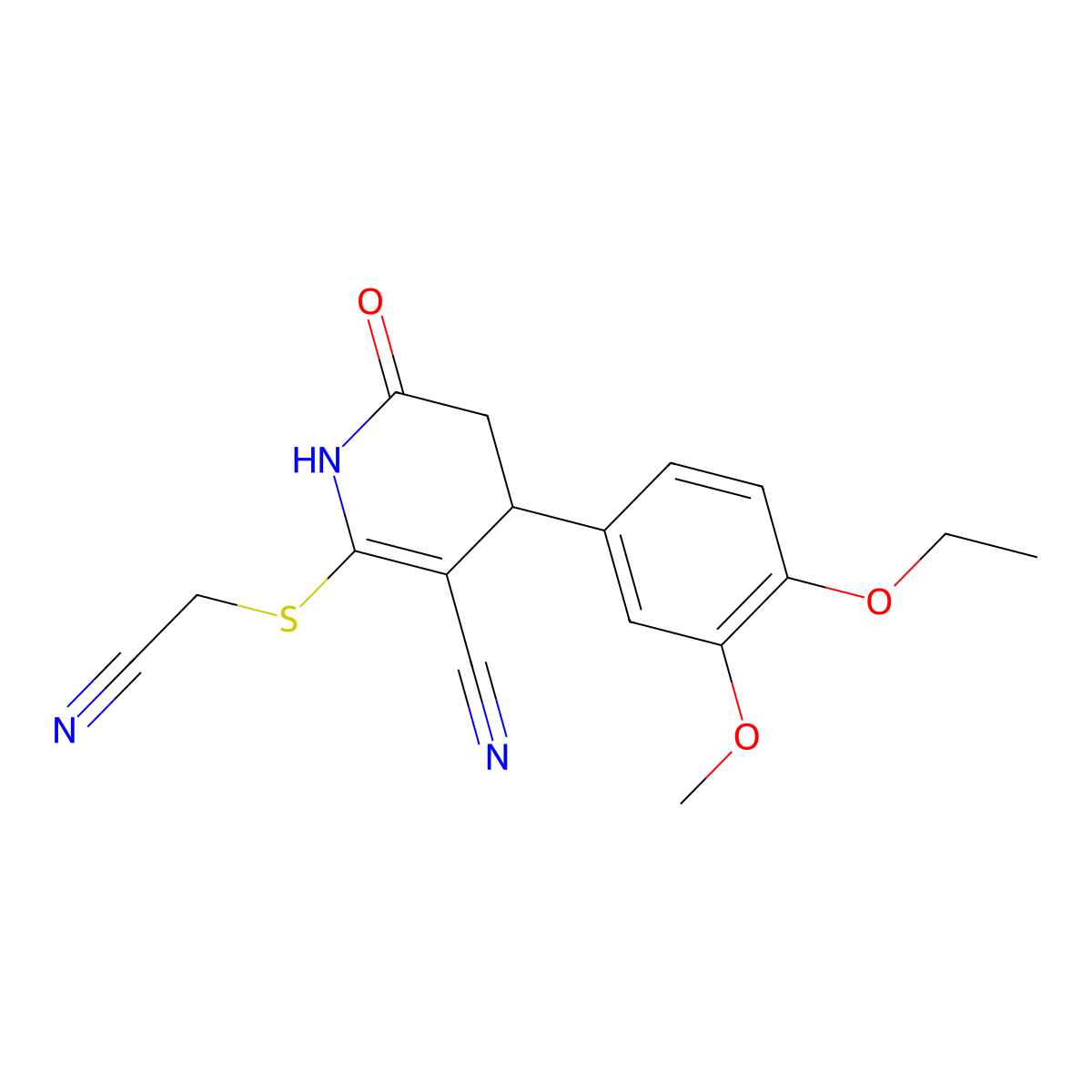 6-(cyanomethylsulfanyl)-4-(4-ethoxy-3-methoxyphenyl)-2-oxo-3,4-dihydro-1H-pyridine-5-carbonitrile molecular structure, CAS 374768-68-0