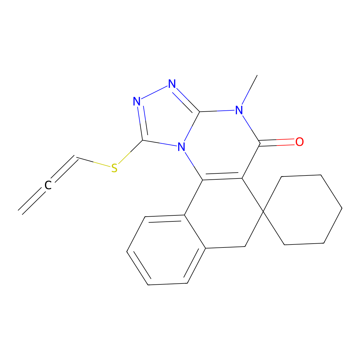 4-methyl-1-(propa-1,2-dien-1-ylthio)-4H-spiro[benzo[h][1,2,4]triazolo[4,3-a]quinazoline-6,1'-cyclohexan]-5(7H)-one molecular structure, CAS 374769-10-5