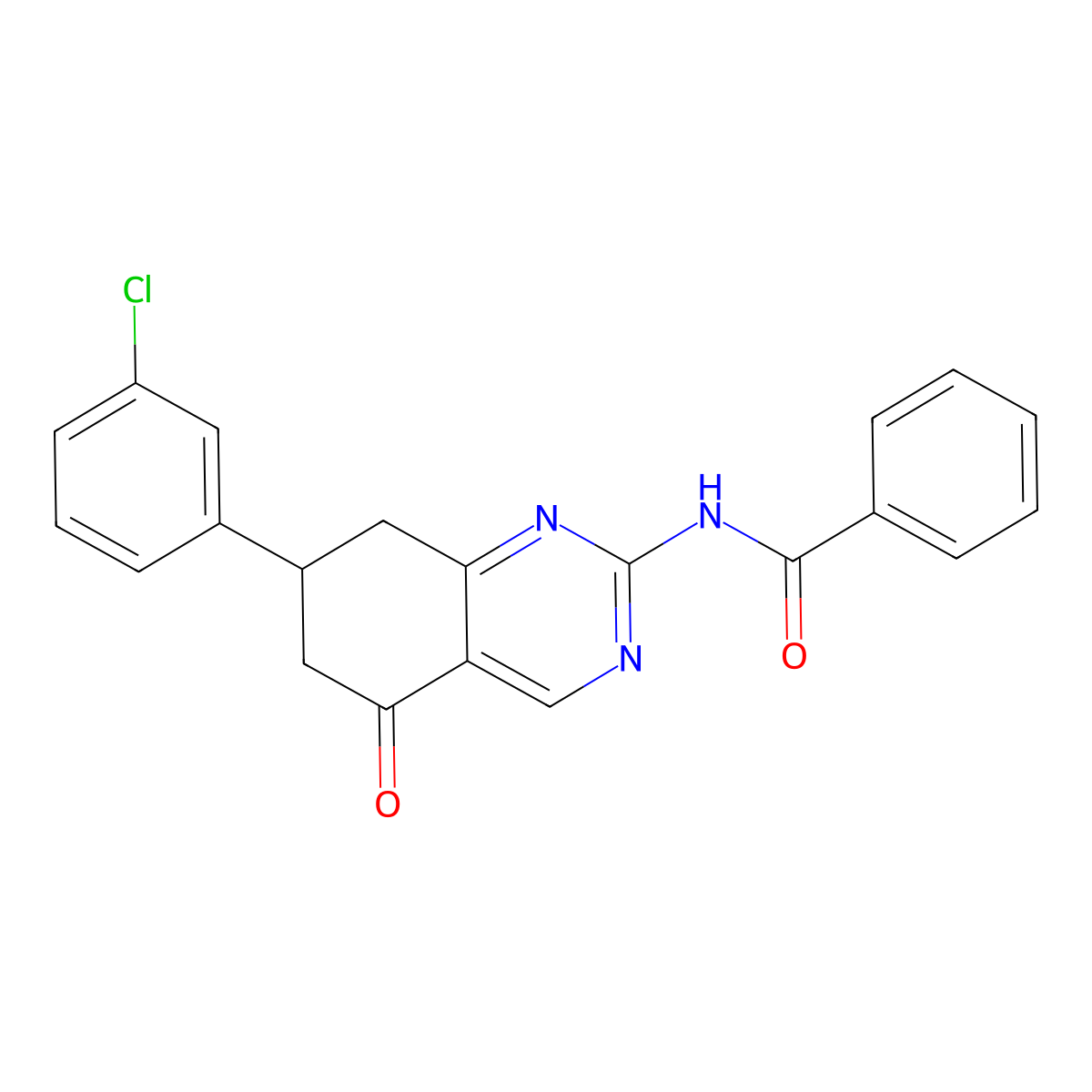 N-[7-(3-chlorophenyl)-5-oxo-7,8-dihydro-6H-quinazolin-2-yl]benzamide molecular structure, CAS 374769-63-8