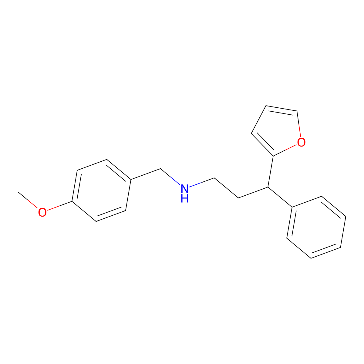 3-(furan-2-yl)-N-(4-methoxybenzyl)-3-phenylpropan-1-amine molecular structure, CAS 374770-13-5