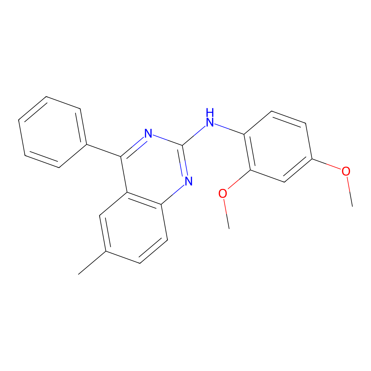 N-(2,4-dimethoxyphenyl)-6-methyl-4-phenylquinazolin-2-amine molecular structure, CAS 374770-41-9