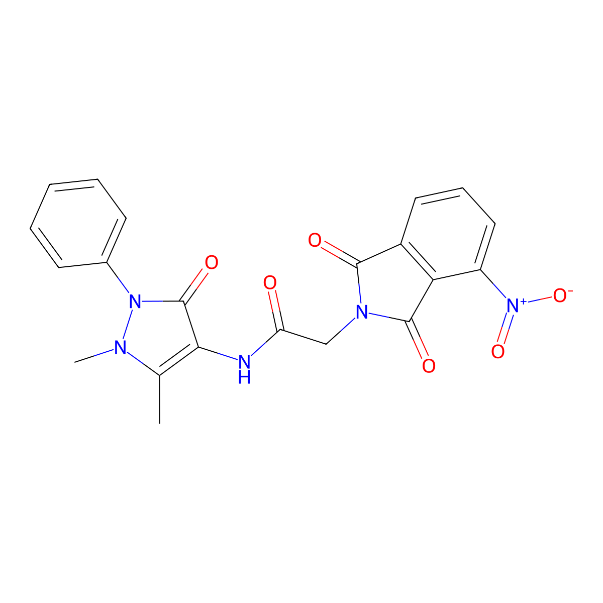 N-(1,5-dimethyl-3-oxo-2-phenylpyrazol-4-yl)-2-(4-nitro-1,3-dioxoisoindol-2-yl)acetamide molecular structure, CAS 374770-59-9