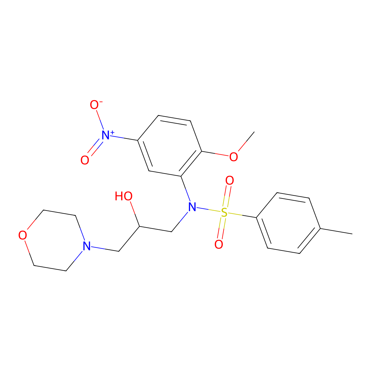N-(2-hydroxy-3-morpholin-4-ylpropyl)-N-(2-methoxy-5-nitrophenyl)-4-methylbenzenesulfonamide molecular structure, CAS 374771-00-3