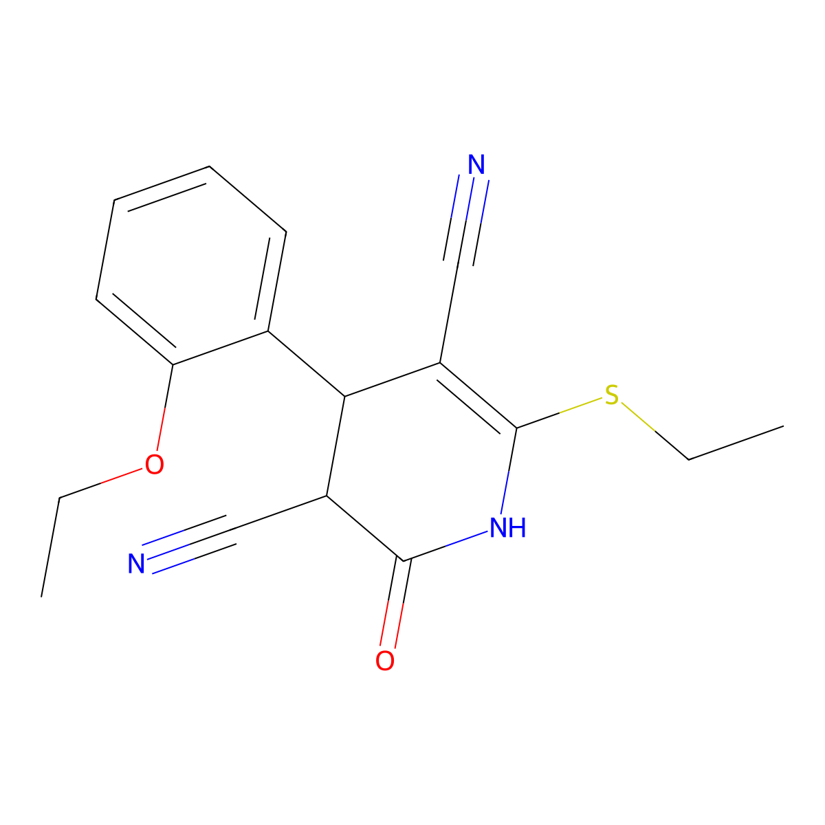 4-(2-Ethoxyphenyl)-6-(ethylthio)-2-oxo-1,2,3,4-tetrahydropyridine-3,5-dicarbonitrile molecular structure, CAS 374771-27-4