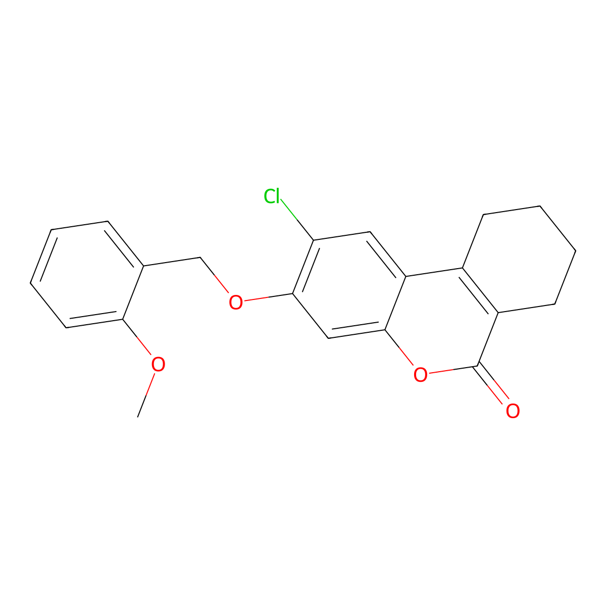 2-Chloro-3-[(2-methoxyphenyl)methoxy]-7,8,9,10-tetrahydrobenzo[c]chromen-6-one molecular structure, CAS 374771-71-8