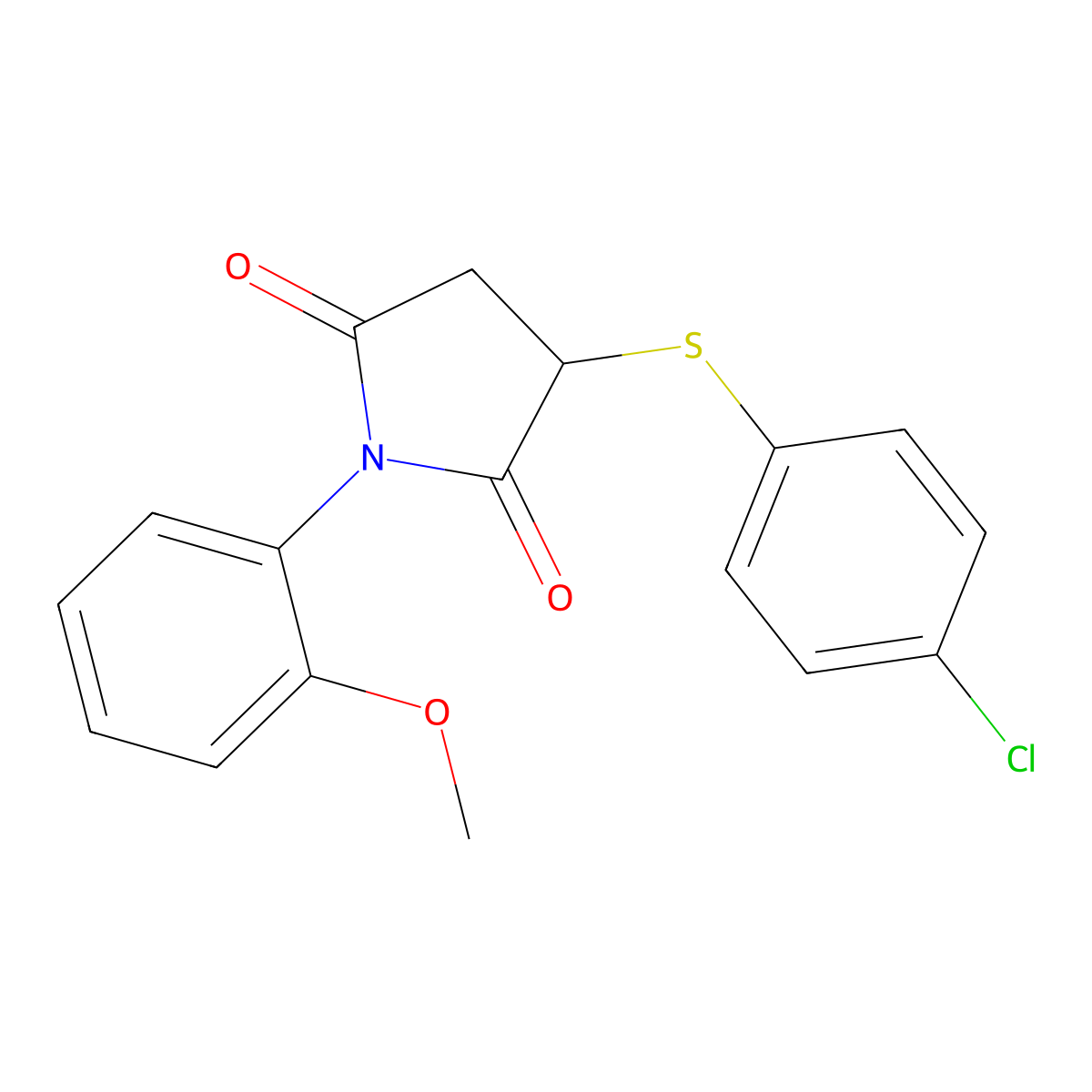 3-[(4-Chlorophenyl)sulfanyl]-1-(2-methoxyphenyl)pyrrolidine-2,5-dione molecular structure, CAS 374771-97-8