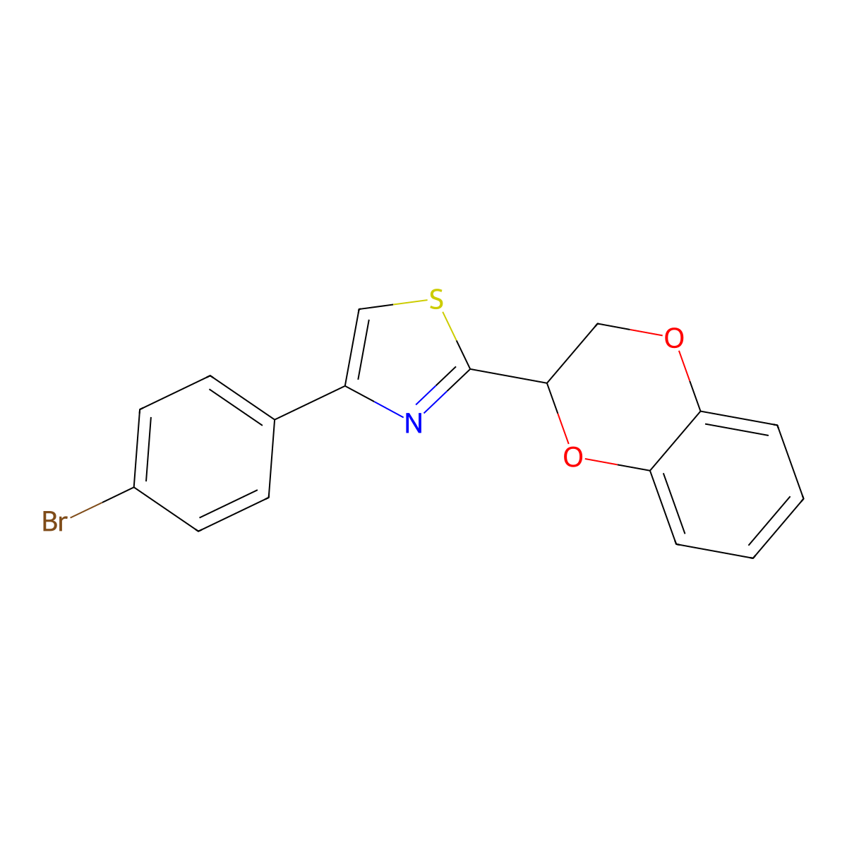 4-(4-Bromophenyl)-2-(2,3-dihydro-1,4-benzodioxin-2-yl)-1,3-thiazole molecular structure, CAS 374772-16-4