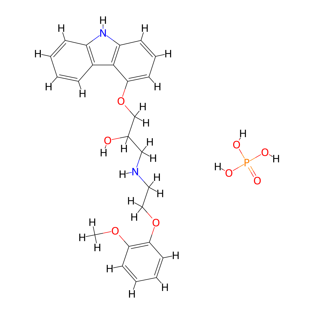carvedilol phosphate anhydrous molecular structure, CAS 374779-45-0
