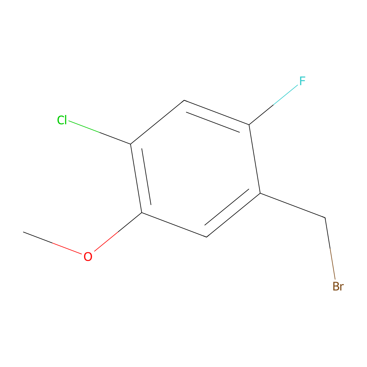 1-(Bromomethyl)-4-chloro-2-fluoro-5-methoxybenzene molecular structure, CAS 374780-16-2