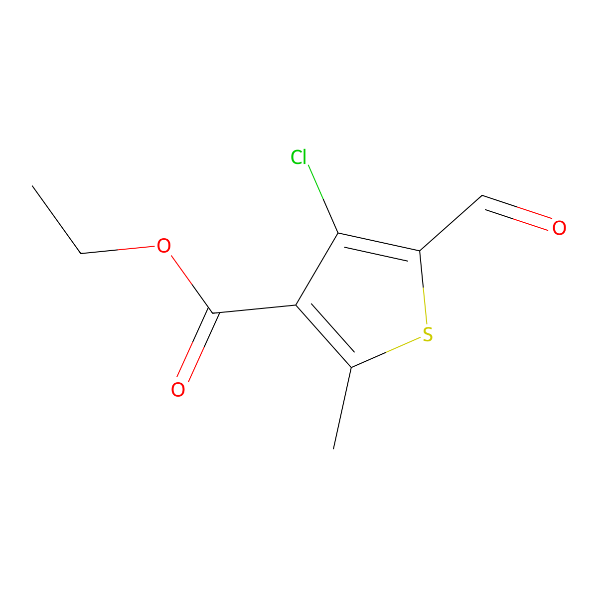 Ethyl 4-chloro-5-formyl-2-methylthiophene-3-carboxylate molecular structure, CAS 37479-76-8
