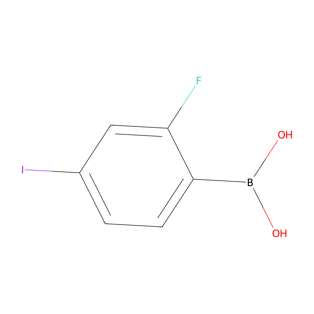 2-Fluoro-4-iodophenylboronic acid molecular structure, CAS 374790-98-4