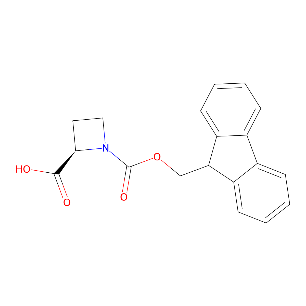 (R)-1-(((9H-Fluoren-9-yl)methoxy)carbonyl)azetidine-2-carboxylic acid molecular structure, CAS 374791-02-3