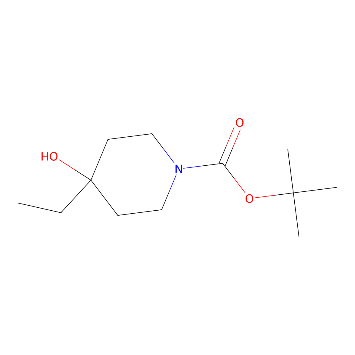 Tert-butyl 4-ethyl-4-hydroxypiperidine-1-carboxylate molecular structure, CAS 374794-70-4