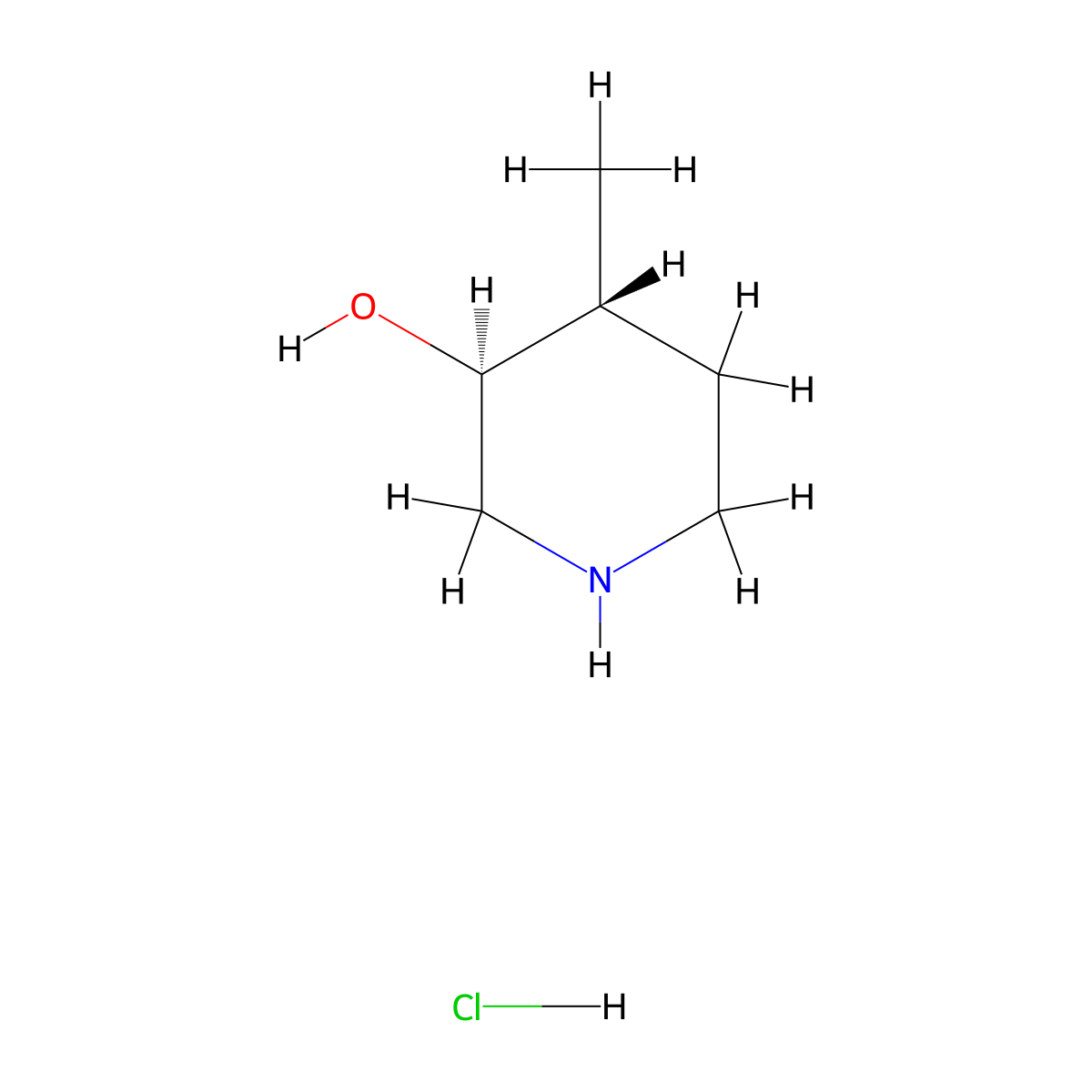 trans-3-Hydroxy-4-methylpiperidine hydrochloride molecular structure, CAS 374794-74-8
