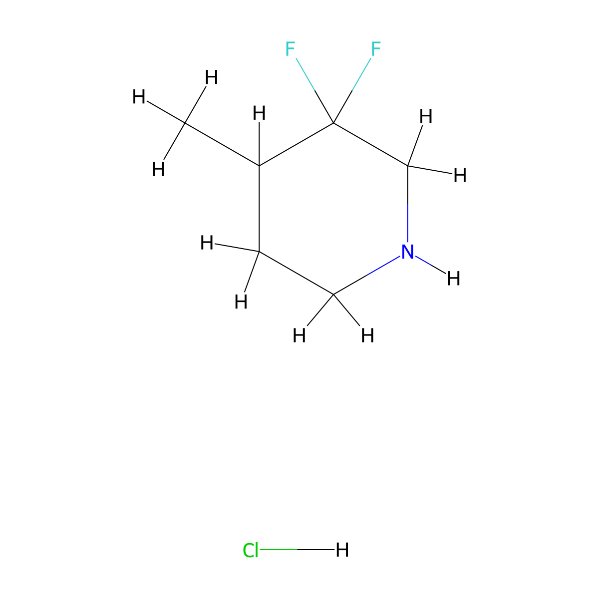 3,3-Difluoro-4-methylpiperidine hydrochloride molecular structure, CAS 374794-78-2