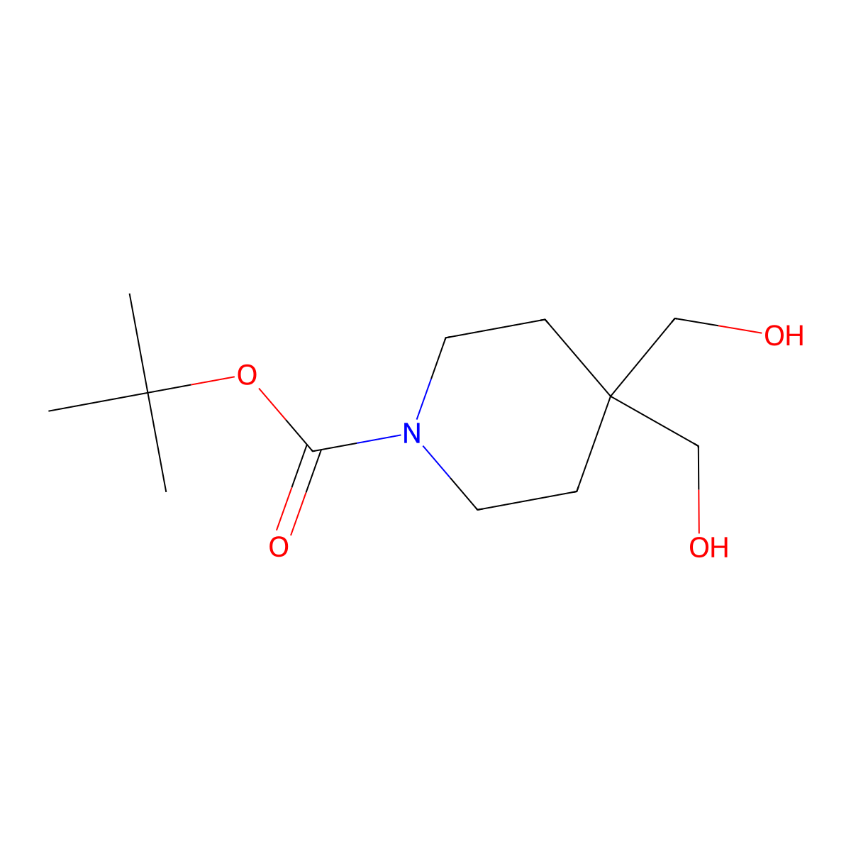 Tert-butyl 4,4-bis(hydroxymethyl)piperidine-1-carboxylate molecular structure, CAS 374794-84-0