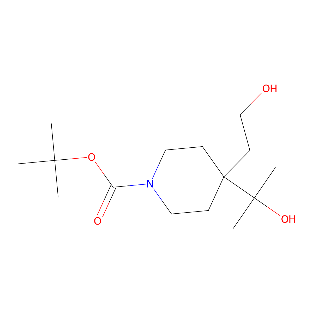 1,1-Dimethylethyl 4-(2-hydroxyethyl)-4-(1-hydroxy-1-methylethyl)-1-piperidinecarboxylate molecular structure, CAS 374794-97-5