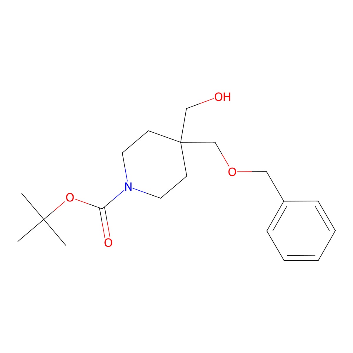 1-Boc-4-(hydroxymethyl)-4-[(benzyloxy)methyl]piperidine molecular structure, CAS 374795-03-6