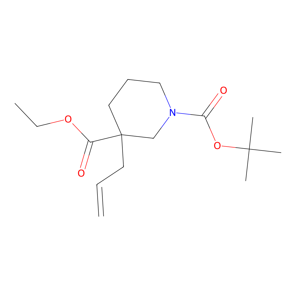 Ethyl 1-Boc-3-allylpiperidine-3-carboxylate molecular structure, CAS 374795-32-1