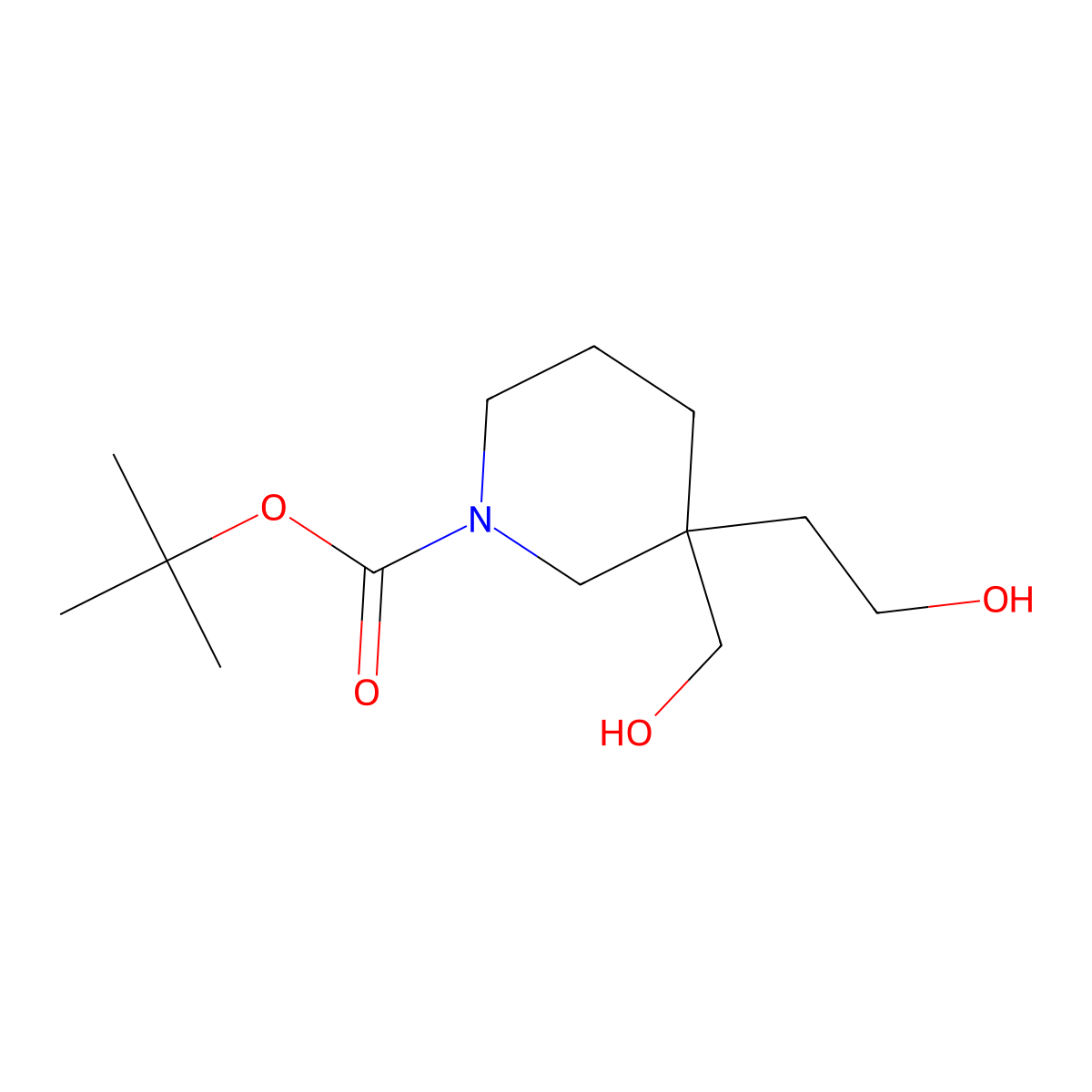 tert-Butyl 3-(2-hydroxyethyl)-3-(hydroxymethyl)piperidine-1-carboxylate molecular structure, CAS 374795-35-4