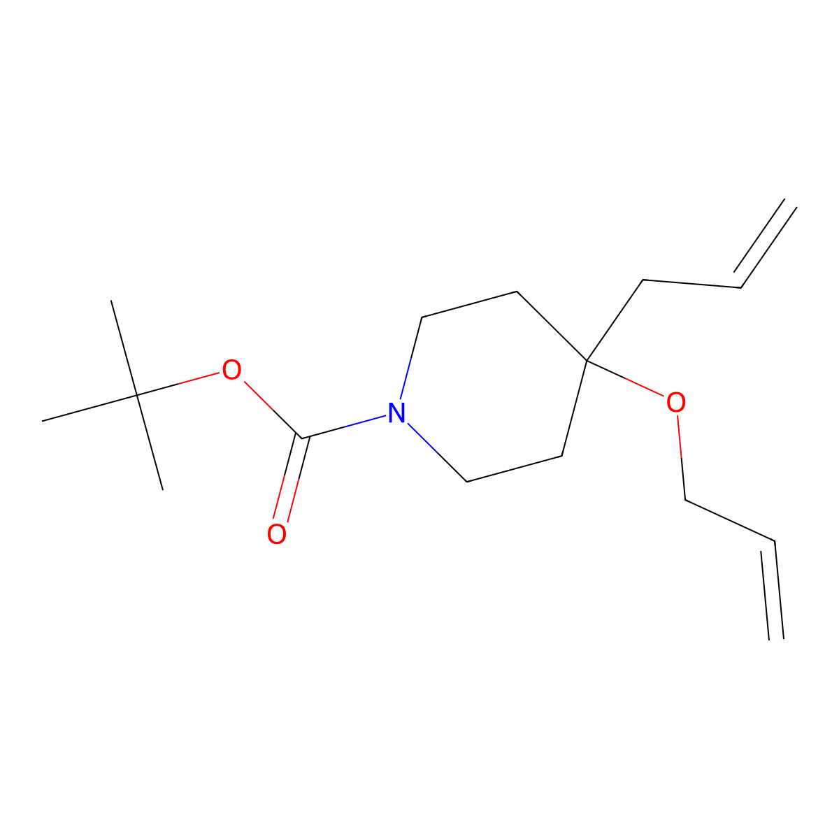 Tert-butyl 4-allyl-4-(allyloxy)piperidine-1-carboxylate molecular structure, CAS 374795-39-8