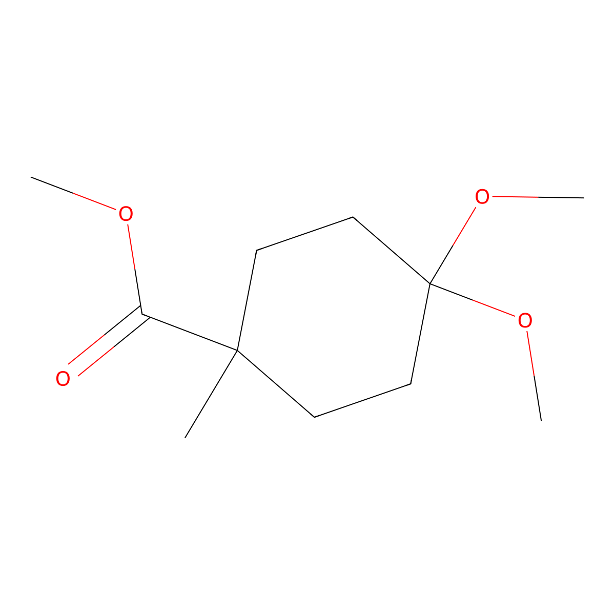 Methyl 4,4-dimethoxy-1-methylcyclohexanecarboxylate molecular structure, CAS 37480-40-3