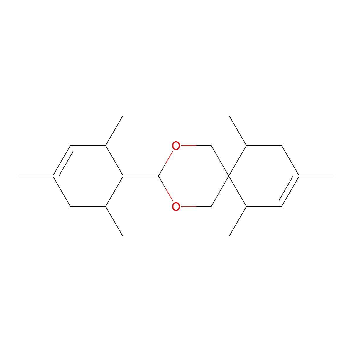 7,9,11-Trimethyl-3-(2,4,6-trimethylcyclohex-3-en-1-yl)-2,4-dioxaspiro[5.5]undec-8-ene molecular structure, CAS 374807-16-6