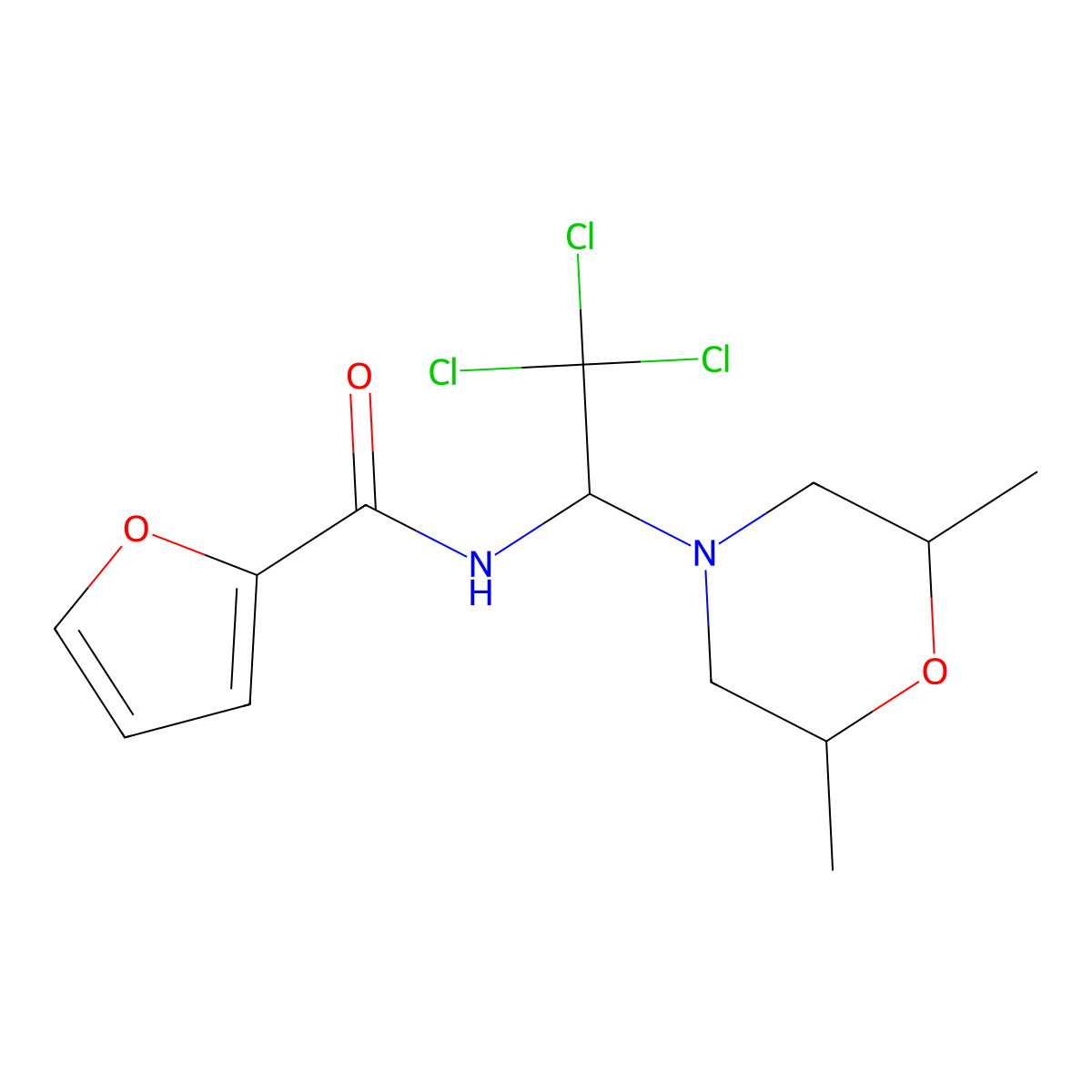 N-[2,2,2-trichloro-1-(2,6-dimethylmorpholin-4-yl)ethyl]furan-2-carboxamide molecular structure, CAS 374807-30-4