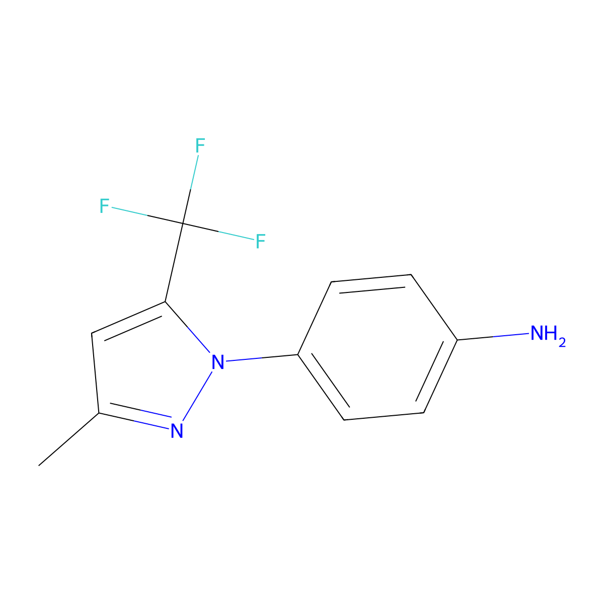 4-[3-Methyl-5-(trifluoromethyl)-1H-pyrazol-1-yl]benzenamine molecular structure, CAS 374814-12-7