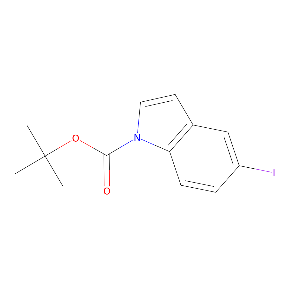 5-Iodo-1H-indole, N-BOC protected molecular structure, CAS 374818-66-3