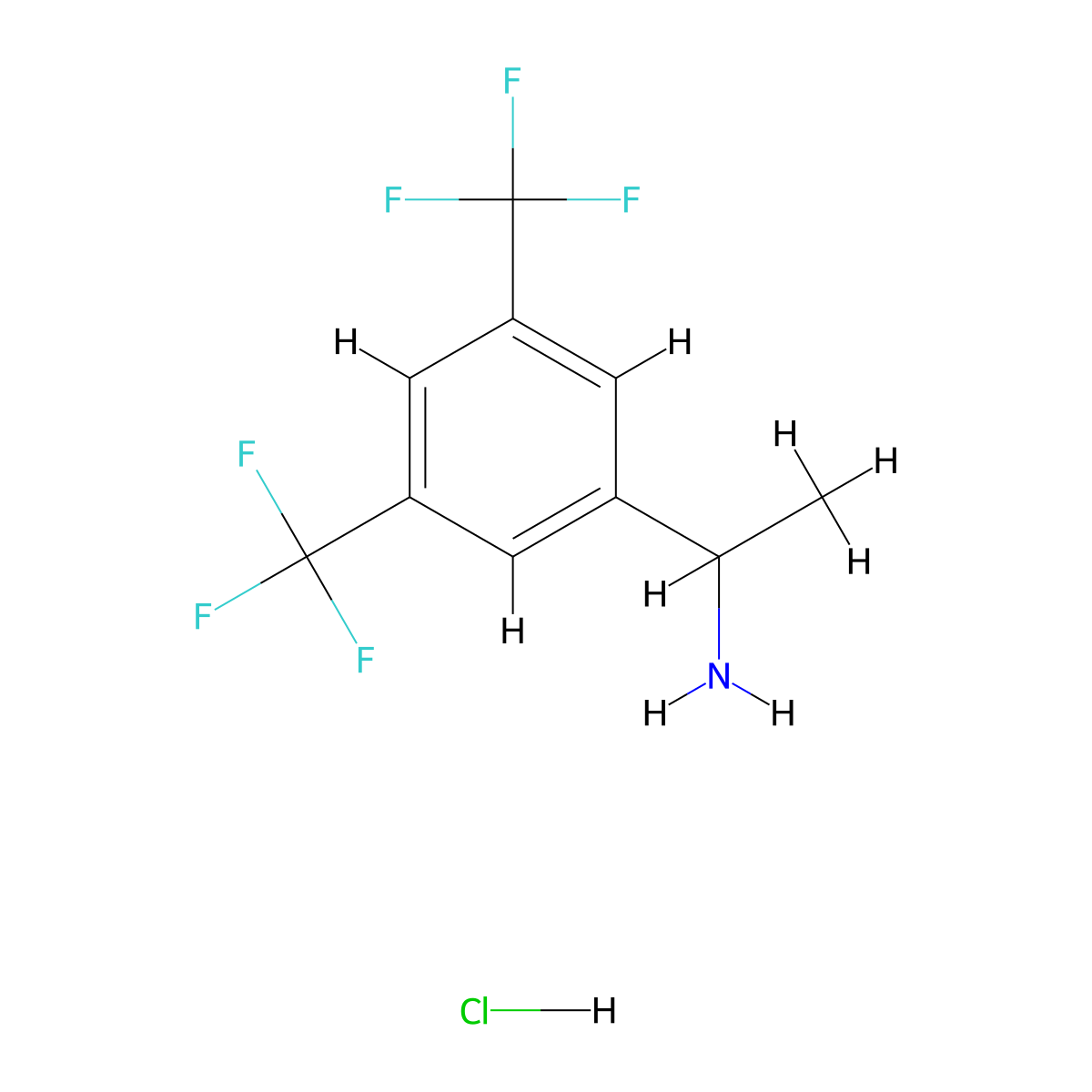 1-(3,5-Bis(trifluoromethyl)phenyl)ethanamine hydrochloride molecular structure, CAS 374822-27-2