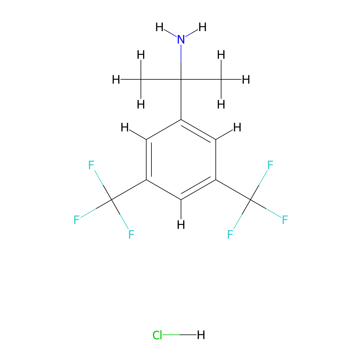 2-(3,5-Bis(trifluoromethyl)phenyl)propan-2-amine hydrochloride molecular structure, CAS 374822-30-7