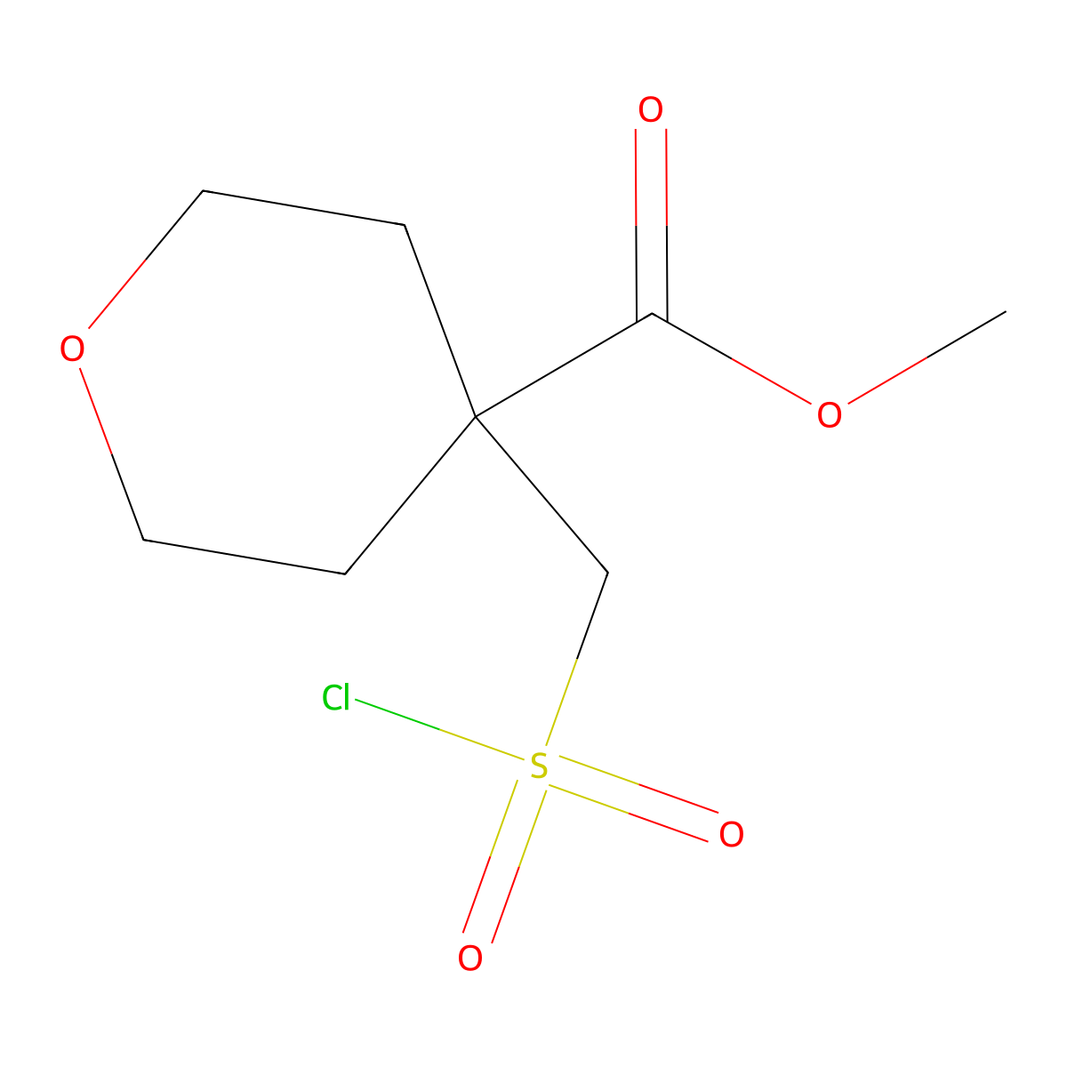 Methyl 4-[(chlorosulfonyl)methyl]oxane-4-carboxylate molecular structure, CAS 374822-74-9