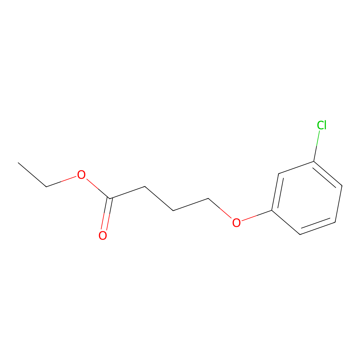Butanoic acid, 4-(3-chlorophenoxy)-, ethyl ester molecular structure, CAS 37483-53-7