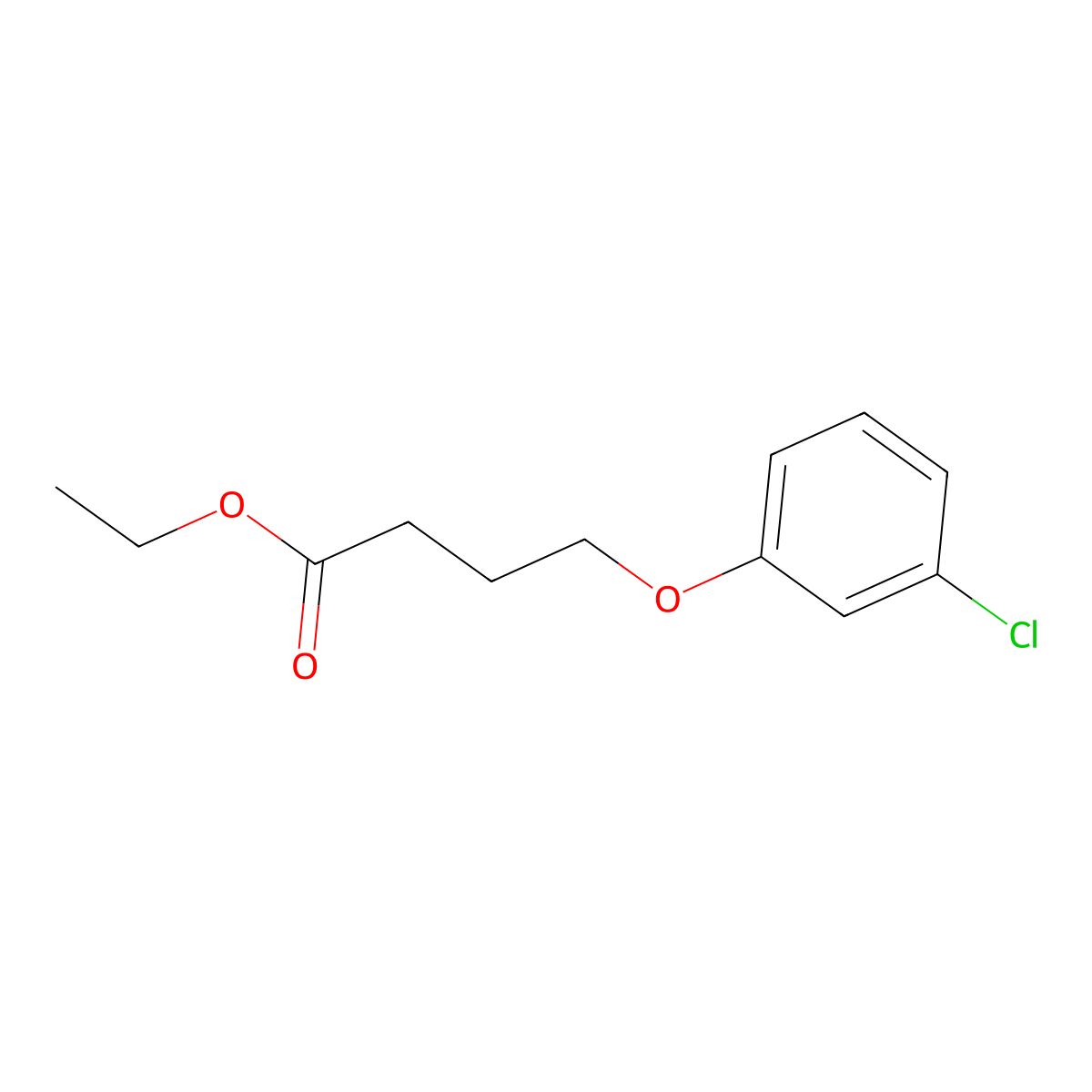 Butanoic acid, 4-(3-chlorophenoxy)-, ethyl ester molecular structure, CAS 37483-53-7