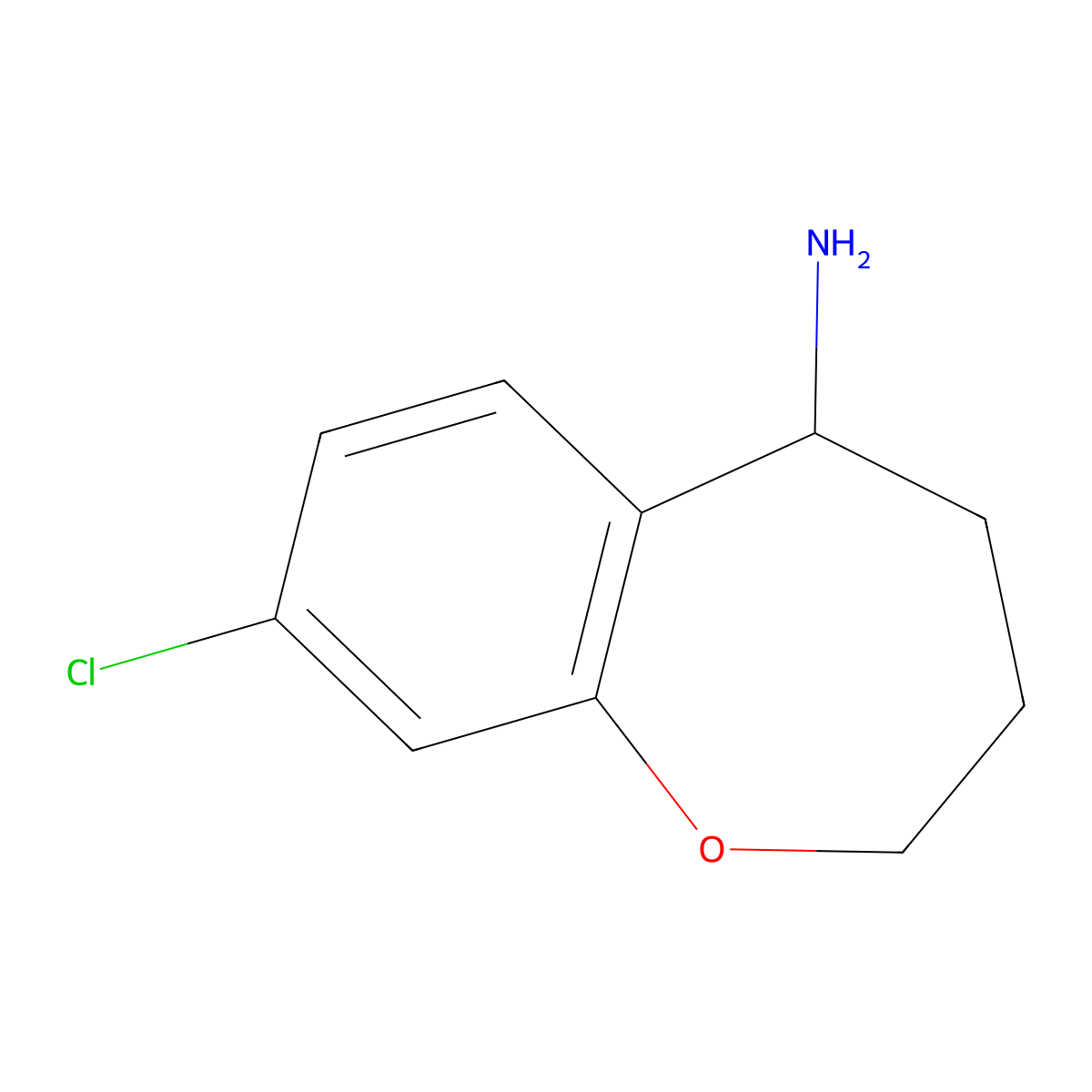 8-Chloro-2,3,4,5-tetrahydro-1-benzoxepin-5-amine molecular structure, CAS 37483-70-8