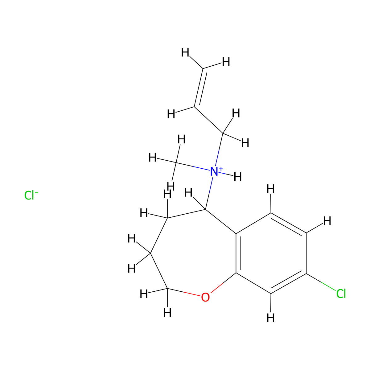 1-Benzoxepin-5-amine, 2,3,4,5-tetrahydro-8-chloro-N-methyl-N-2-propenyl-, hydrochloride molecular structure, CAS 37483-78-6