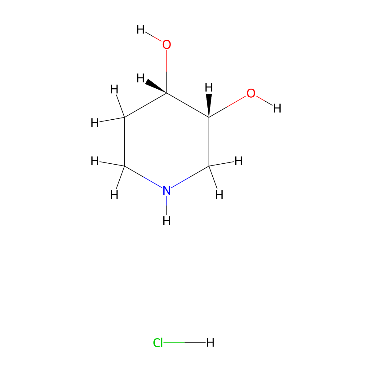 (3R,4S)-piperidine-3,4-diol Hydrochloride molecular structure, CAS 374890-43-4