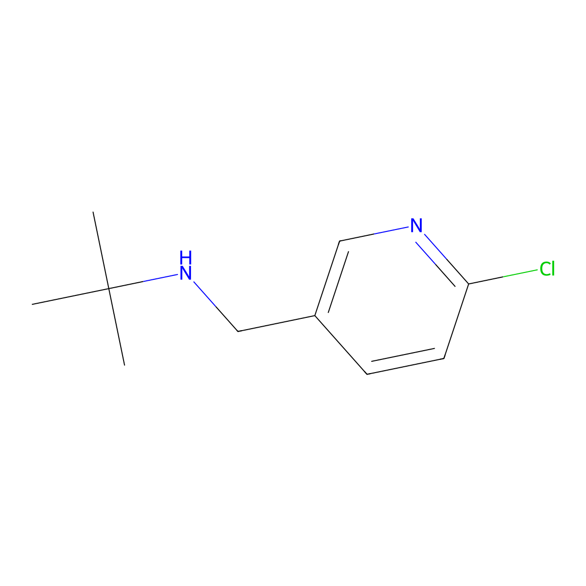 N-((6-chloropyridin-3-yl)methyl)-2-methylpropan-2-amine molecular structure, CAS 374895-52-0
